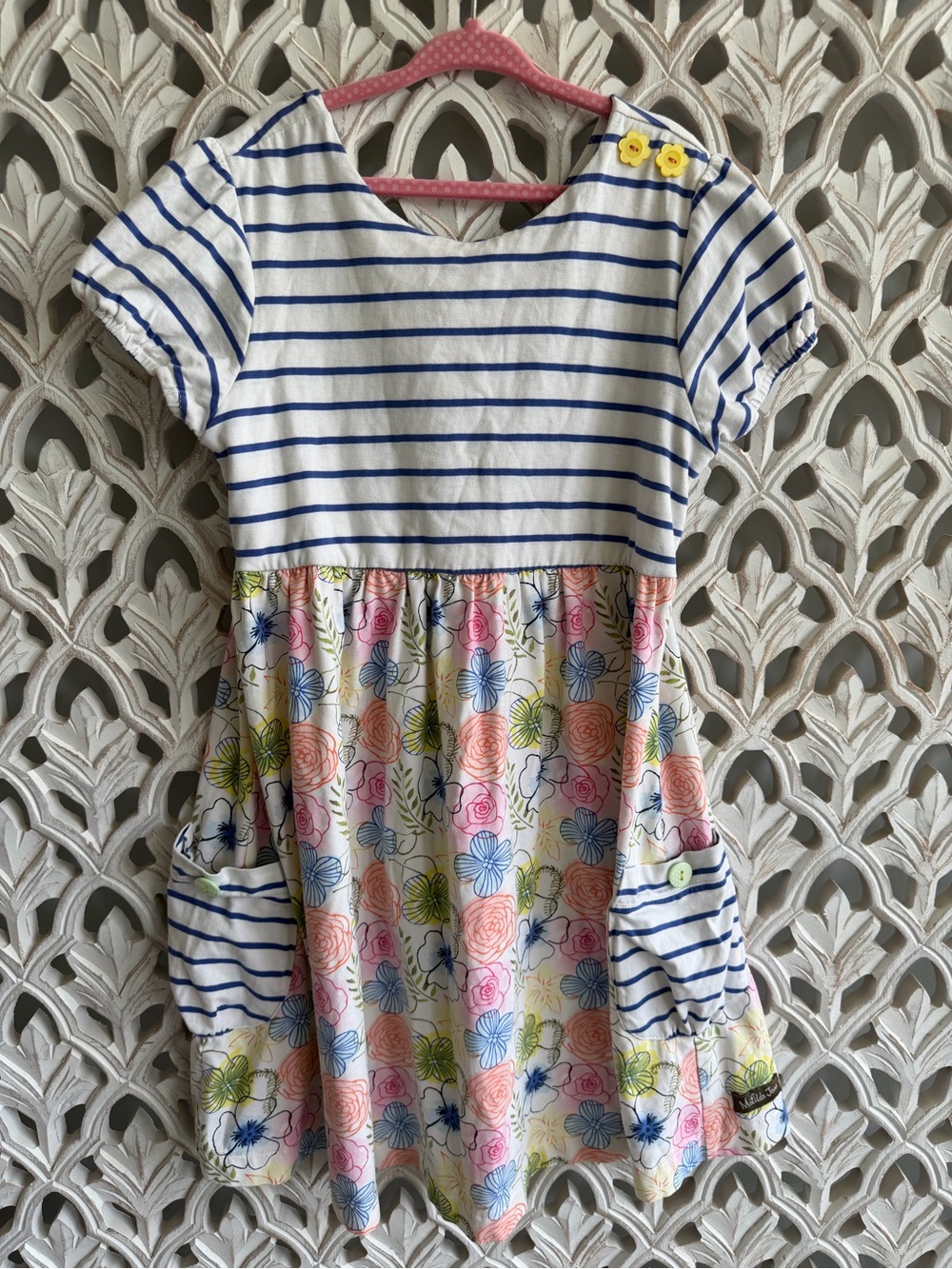 Matilda Jane Girls Floral Striped Dress Size 10 - Picture 1 of 7